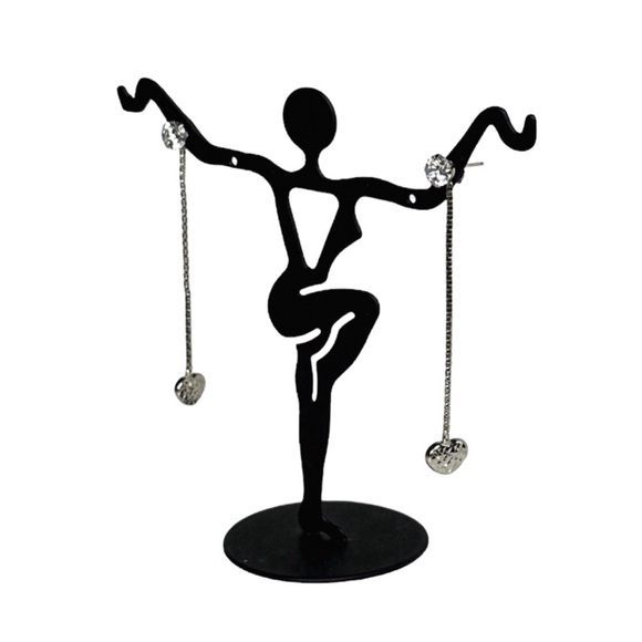 18KT SOLID WHITE GOLD RHODIUM HEART DANGLE EARRING ENHANCERS W/ FREE 14KT STUDS - Picture 3 of 13